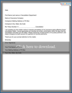 Free Printable Insurance Policy Cancellation Letter Template