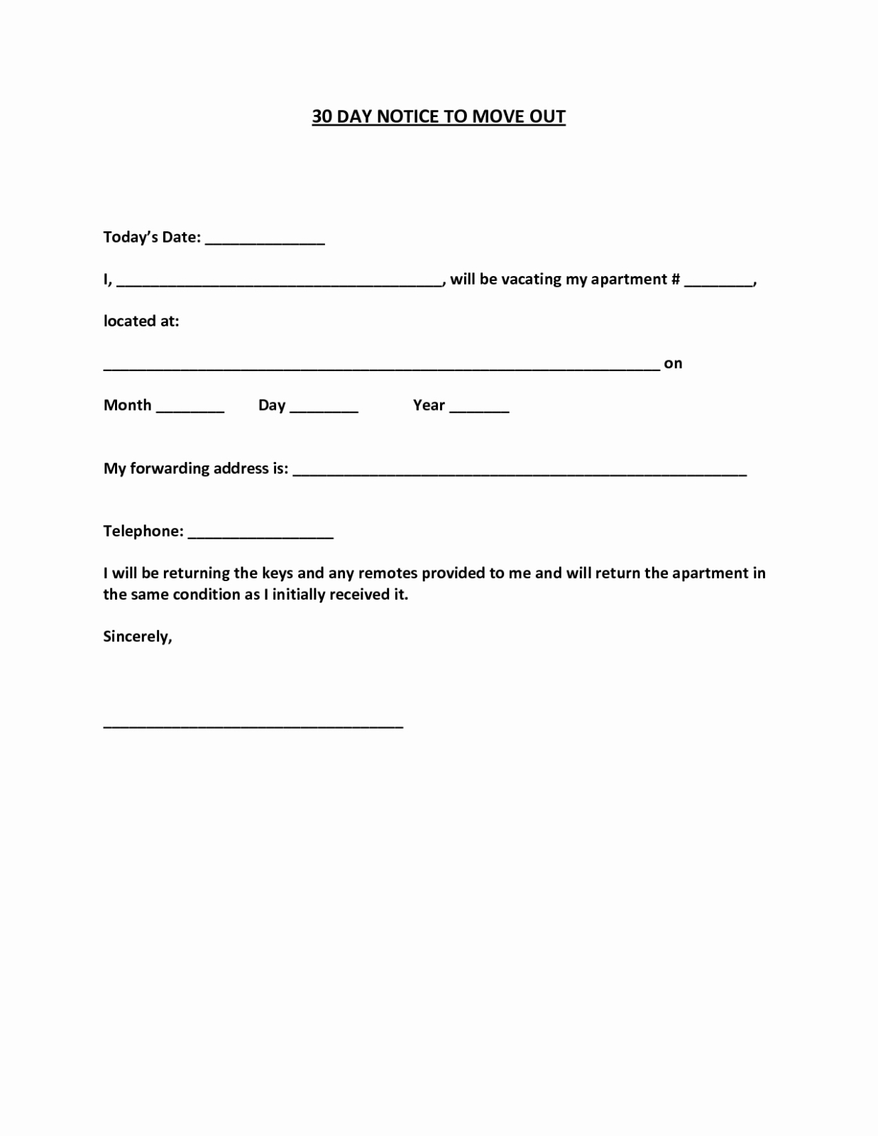 Free Printable Moving Out Letter To Landlord Template