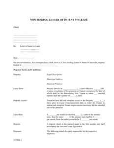 Free Printable Non Binding Letter Of Intent Template Doc