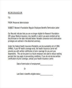 Free Printable Termination Of Benefits Letter Template Doc
