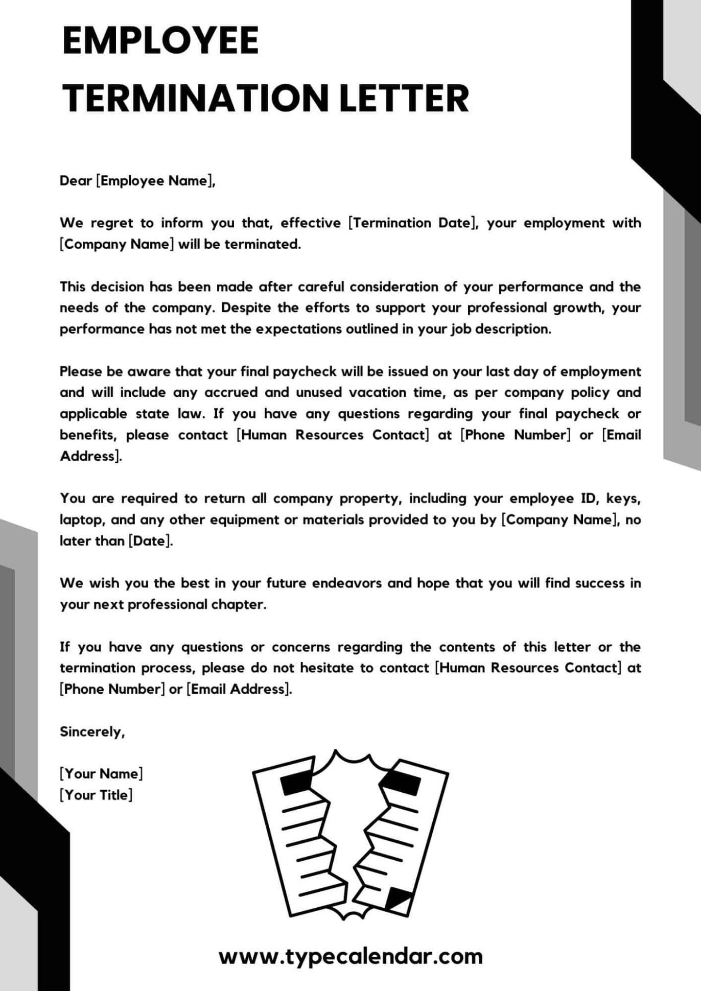 Free Printable Termination Of Services Letter Template