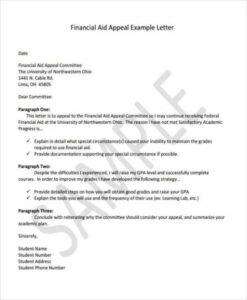 Free Sample Financial Aid Suspension Appeal Letter Template Doc