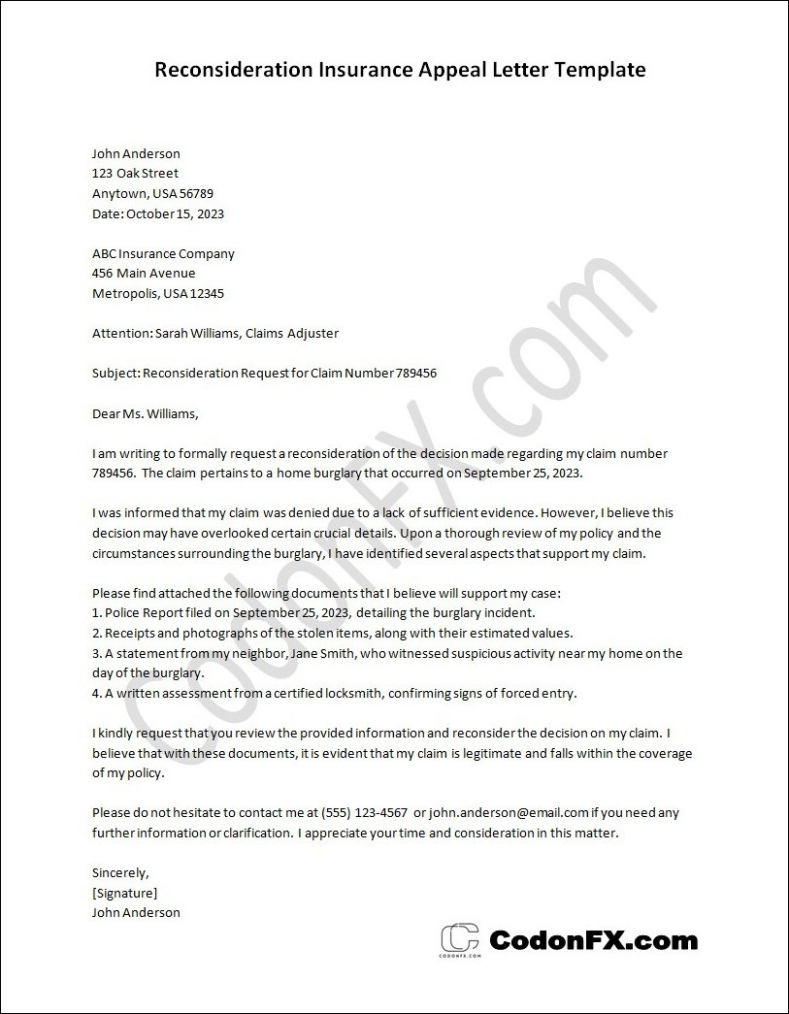 Free Sample Health Insurance Appeal Letter Template Example