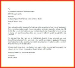 Printable Financial Aid Suspension Appeal Letter Template