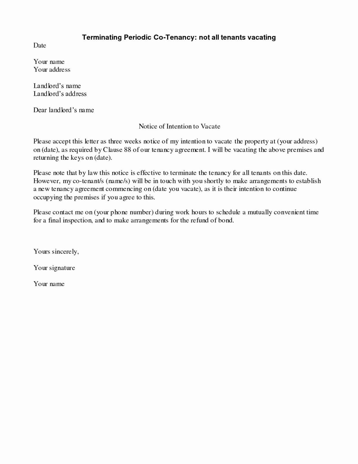 Sample Confirmation Of Tenancy Letter By Landlord Template Excel