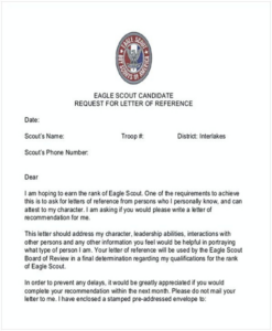 Sample Eagle Scout Congratulatory Letter Request Template Sample