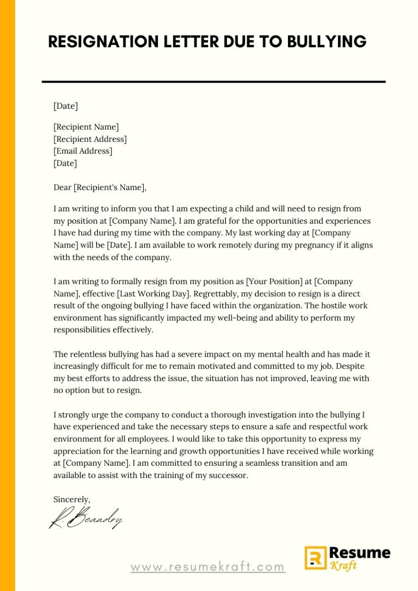 Sample Hostile Work Environment Letter Template Sample