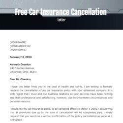 Sample Insurance Policy Cancellation Letter Template Doc