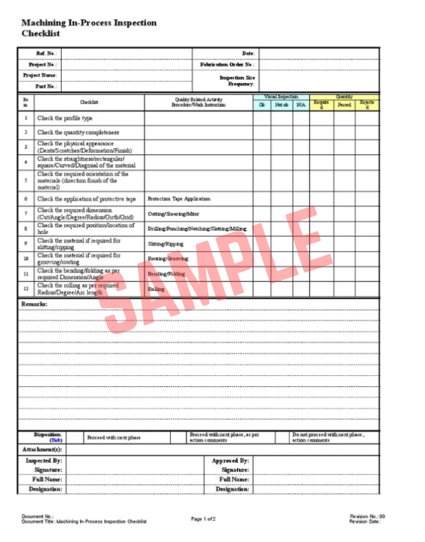 Machine Shop Inspection Report Template