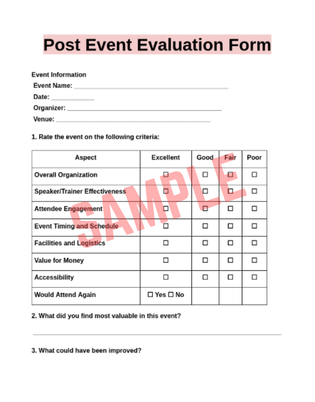 Post Event Evaluation Report Template
