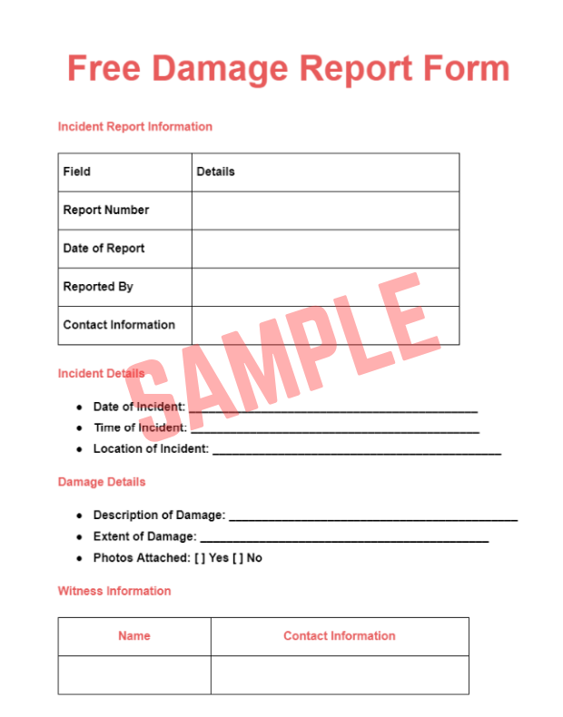 Power Surge Damage Report Template