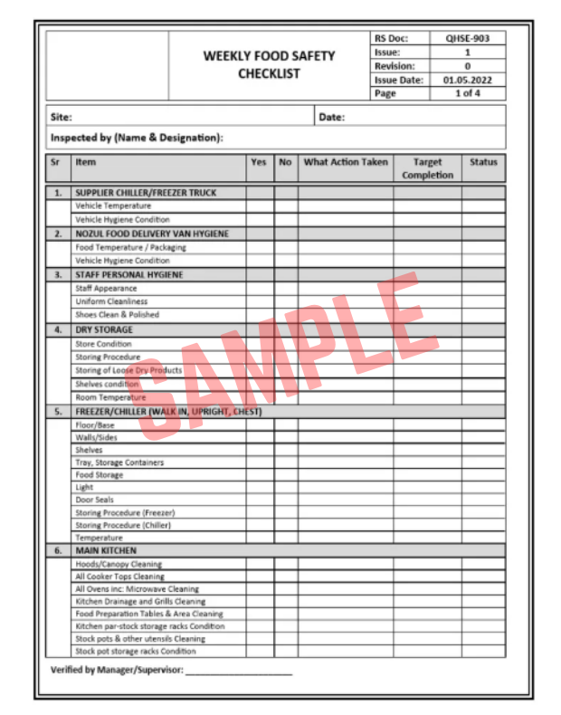 Food Safety Inspection Report Template