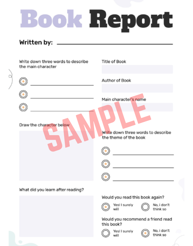 Fourth Grade Book Report Template