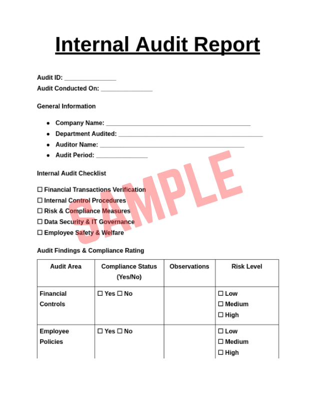 Internal Audit Investigation Report Template