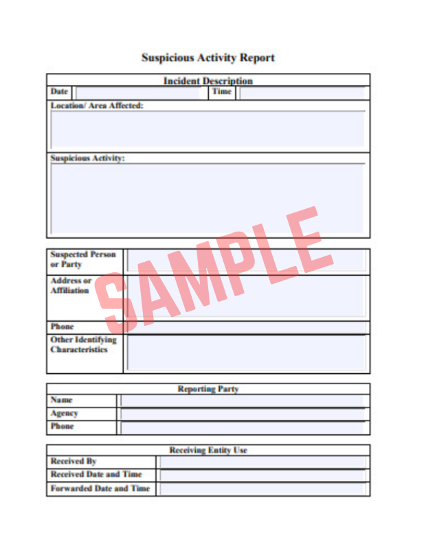 Internal Suspicious Activity Report Template