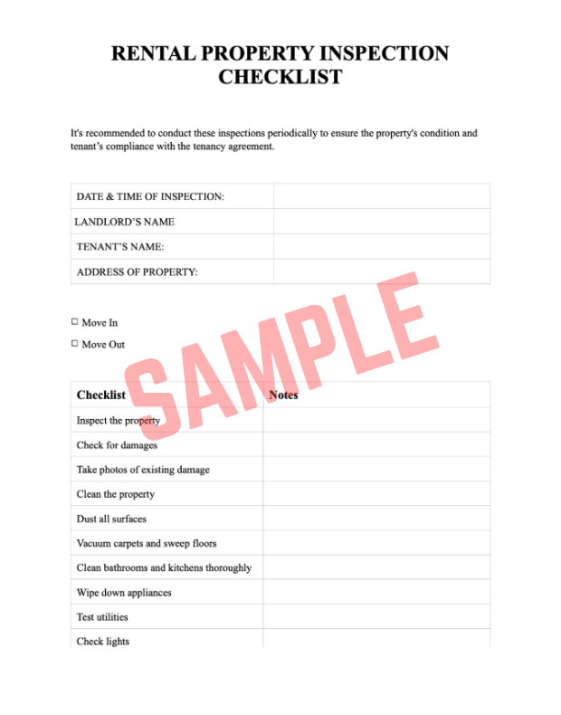 Landlord Property Inspection Report Template
