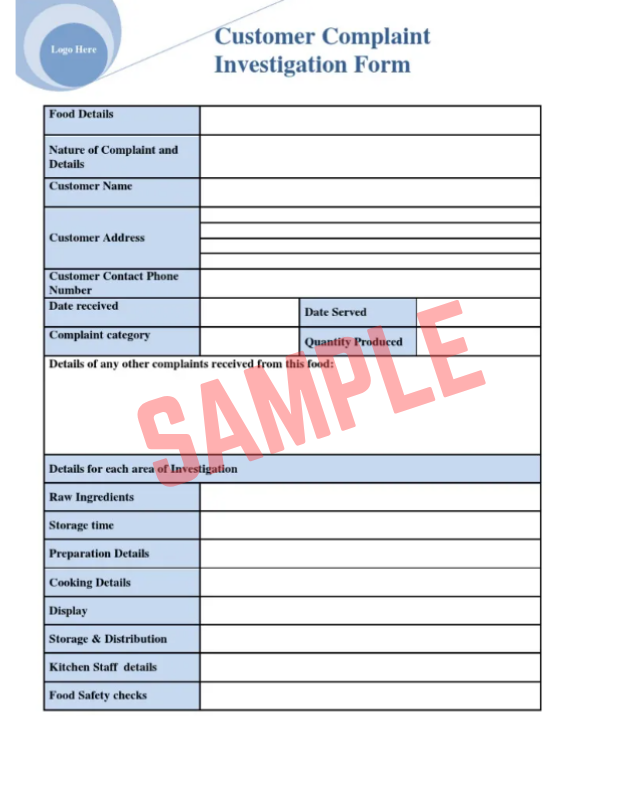 Market Complaint Investigation Report Template