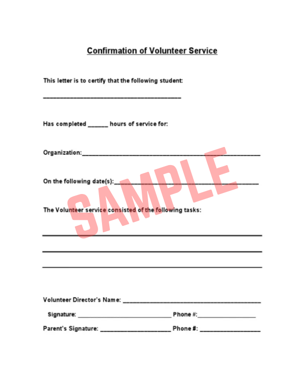 Proof Of Volunteer Hours Letter Template