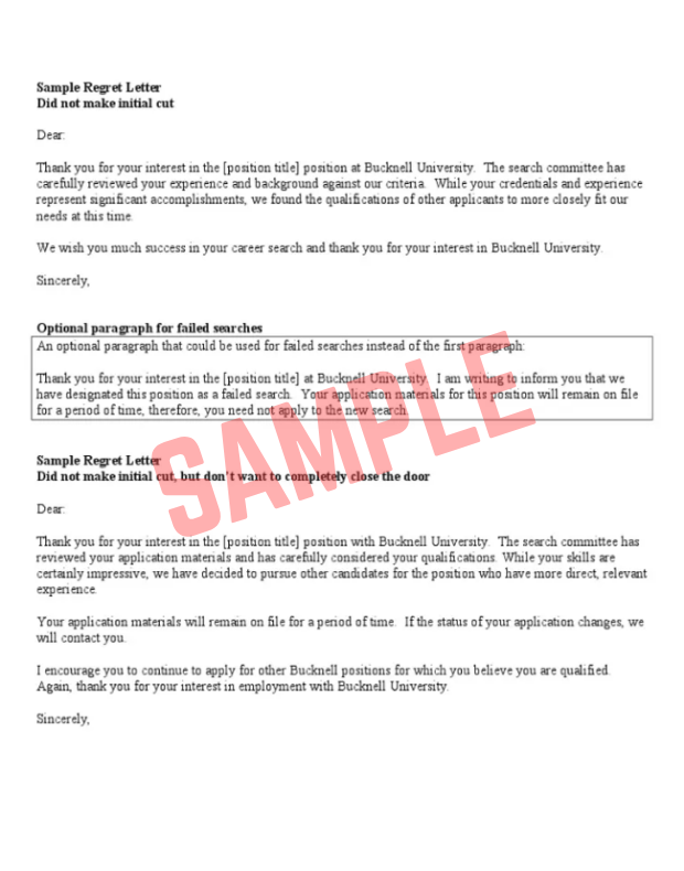 Regret To Inform You Letter Template