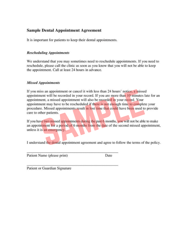 Schedule Dentist Appointment Letter Template