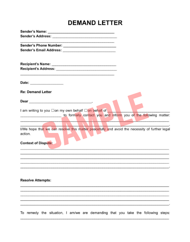 Seven Day Demand Letter Template
