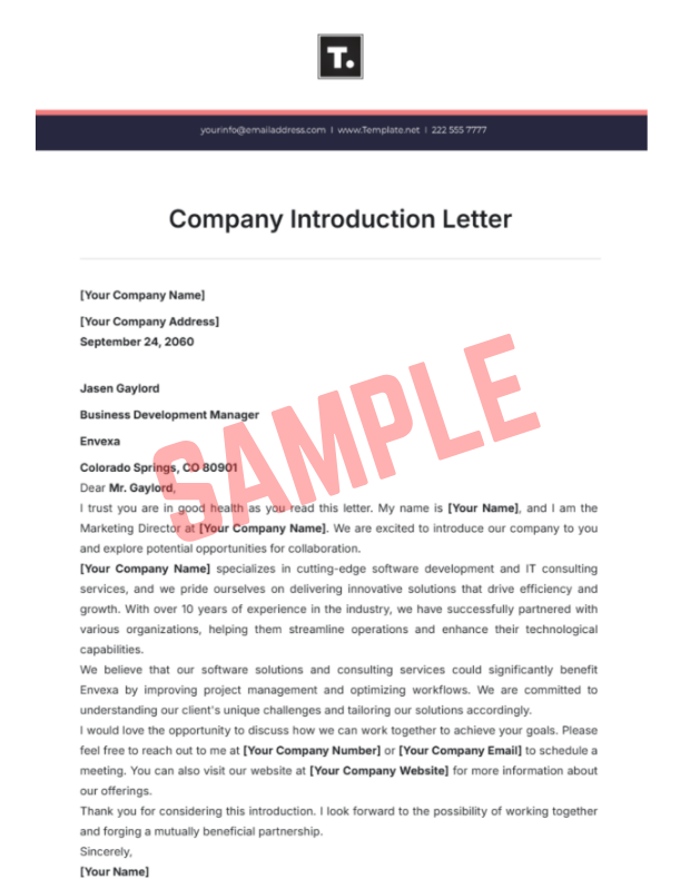 Small Business Introduction Letter Template