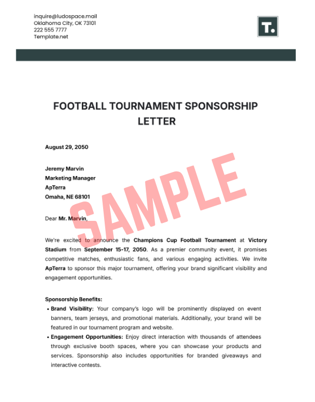 Soccer Tournament Invitation Letter Template