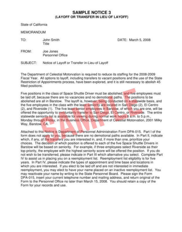 Temporary Layoff Letter Template